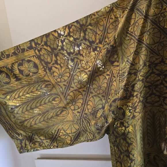 Messon vintage silk olive/black SS Camp Shirt, EUC, L - Picture 5 of 10